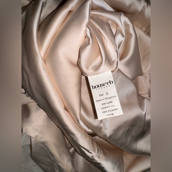 New HOUSE OF CB 'Margiela' Ivory Crystallised Midi Dress sz M - Picture 9 of 11